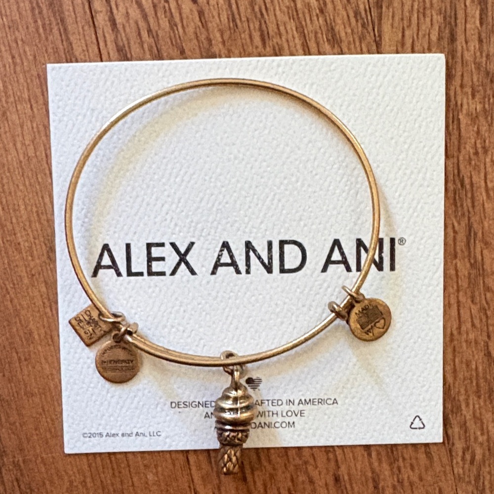 Alex and Ani Gold Ice Cream Cone Charm Bangle